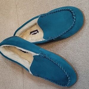 Lands' End Teal Blue Suede Mocassins